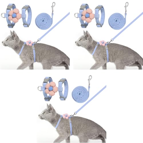 Qpets® Cat Harness with Leash Set for Small Cats Quick Release Buckle Escape-Proof Cute Flower Pet Belt Outdoor Walking Travel S Chest 25-41cm Neck 20-30cm 3PCS Qpets® Cat Harness with Leash Set for Small Cats Quick Release Buckle Escape-Proof Cute Flower Pet Belt Outdoor Walking Travel S Chest 25-41cm Neck 20-30cm 3PCS